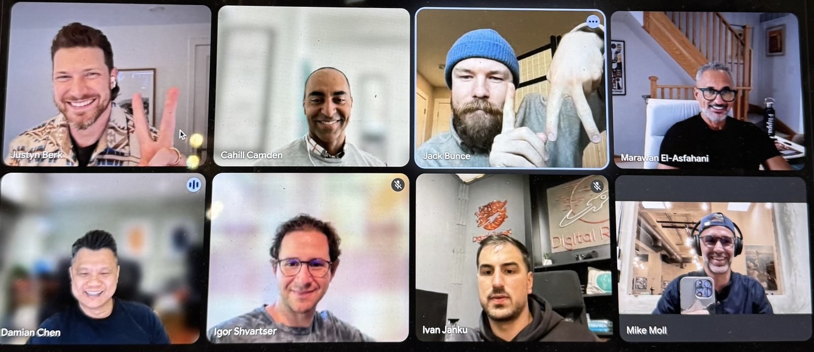 The mastermind group on a monthly call